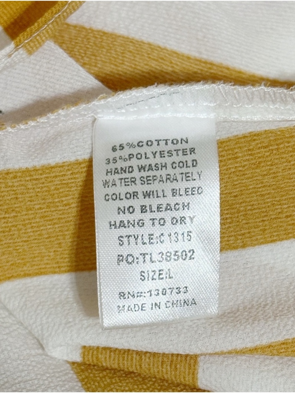 Umgee Large Mustard White Striped Oversized Blouse Cuffed Sleeve Top Large - Picture 5 of 5